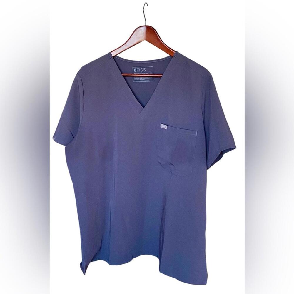 Figs Unisex Charcoal V-Neck Scrub Top